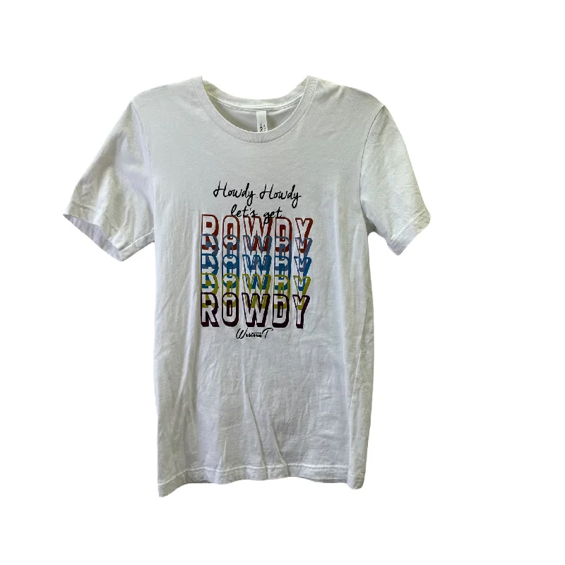 women's T-shirts with faded effectsWhite Top Short Sleeve By Bella + Canvas, Size: S