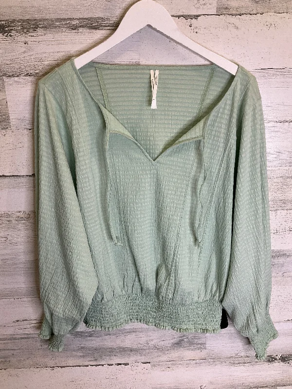 women's long sleeve tops with trendy patternsTop Long Sleeve By Anthropologie In Mint, Size: S