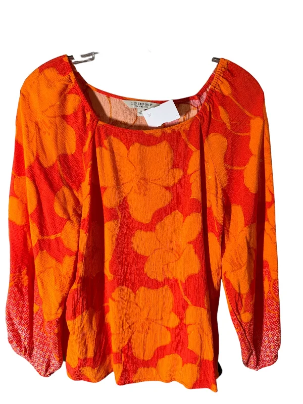 chic women's long sleeve topsTop Long Sleeve By Liverpool In Orange, Size: M