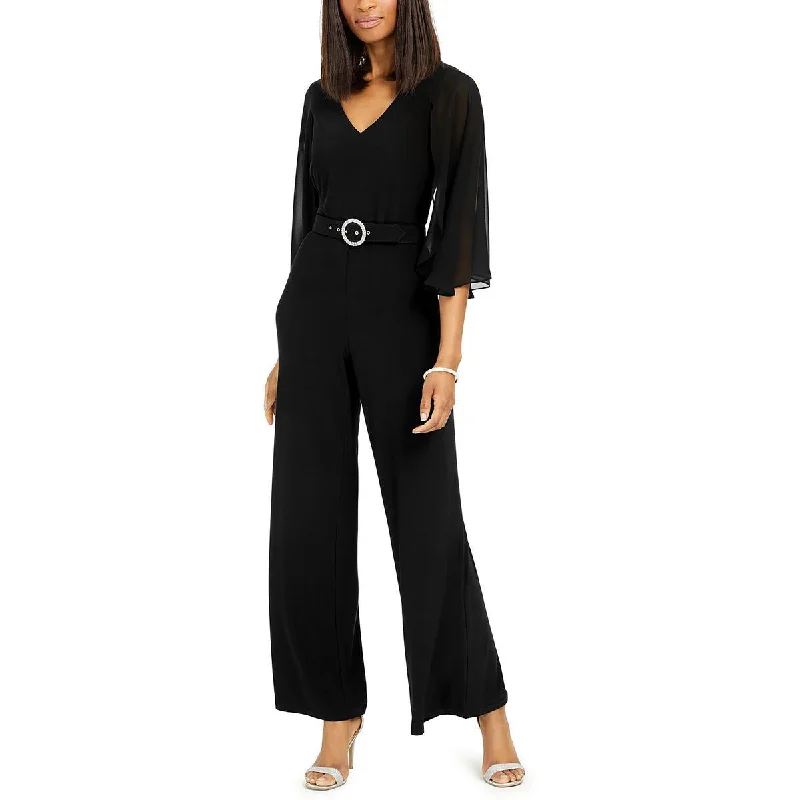 women's jumpsuits for business meetingsMSK Womens Chiffon Open Sleeves Jumpsuit