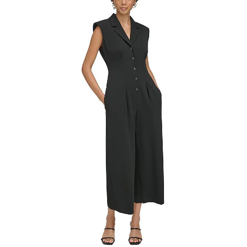 women's jumpsuits with bell sleevesCalvin Klein Womens Button Front One Piece Jumpsuit