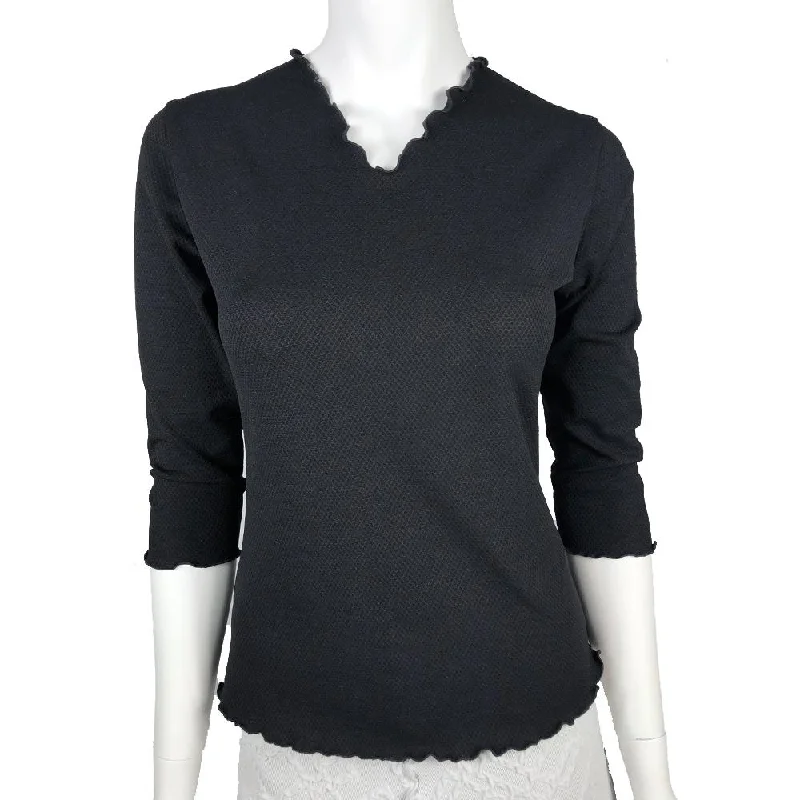 chic women's tops for everyday wearBlack Coldess Surreal Textured Top