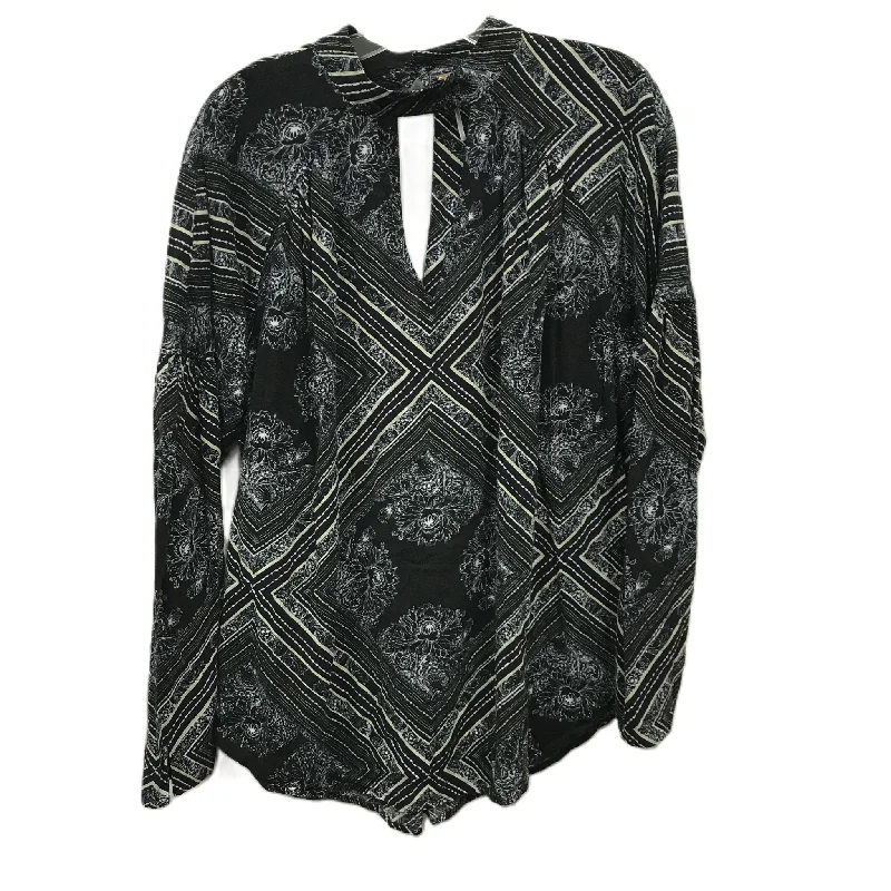 women's long sleeve tops for evening eventsTop Long Sleeve By Free People In Black, Size: M