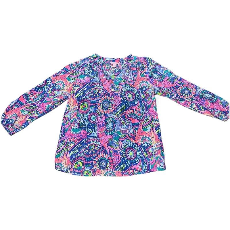 women's long sleeve tops with bohemian vibesTop Long Sleeve Designer By Lilly Pulitzer In Floral Print, Size: S