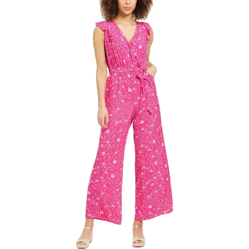 women's jumpsuits for runningCharter Club Womens Floral Ruffled Jumpsuit