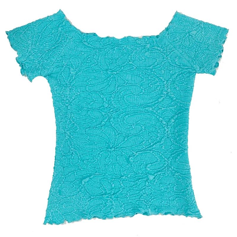 cropped women's topsBlue Curacao Fluence Textured Ballet Top