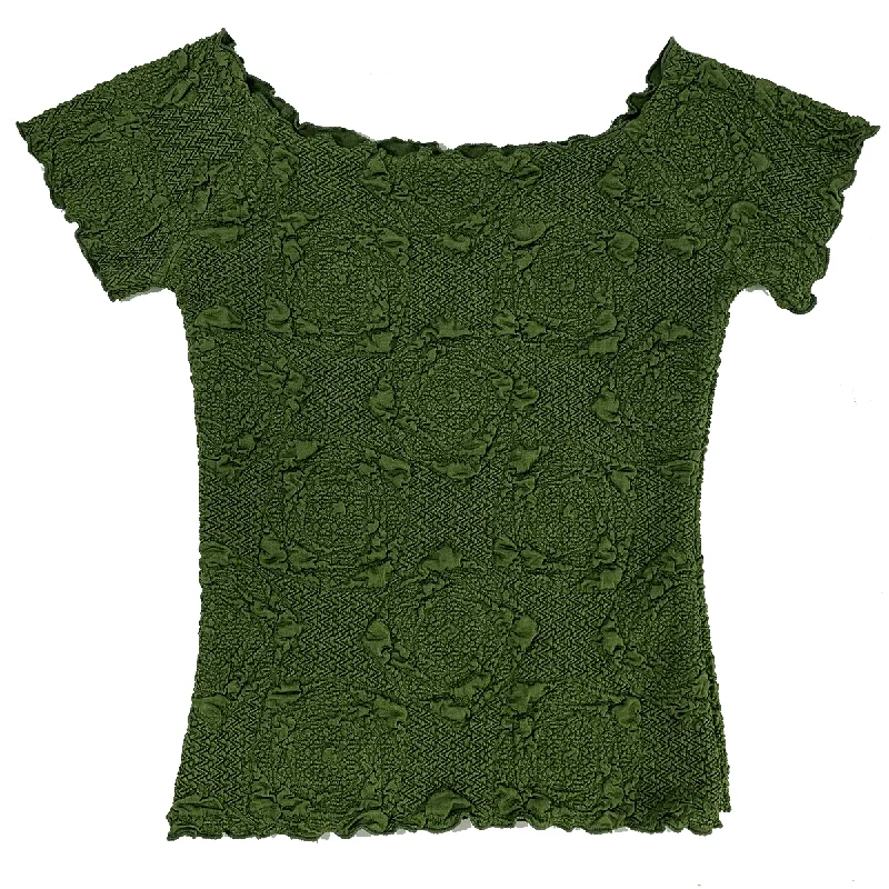 lace women's topsPalm Green Lyrac Textured Ballet Top