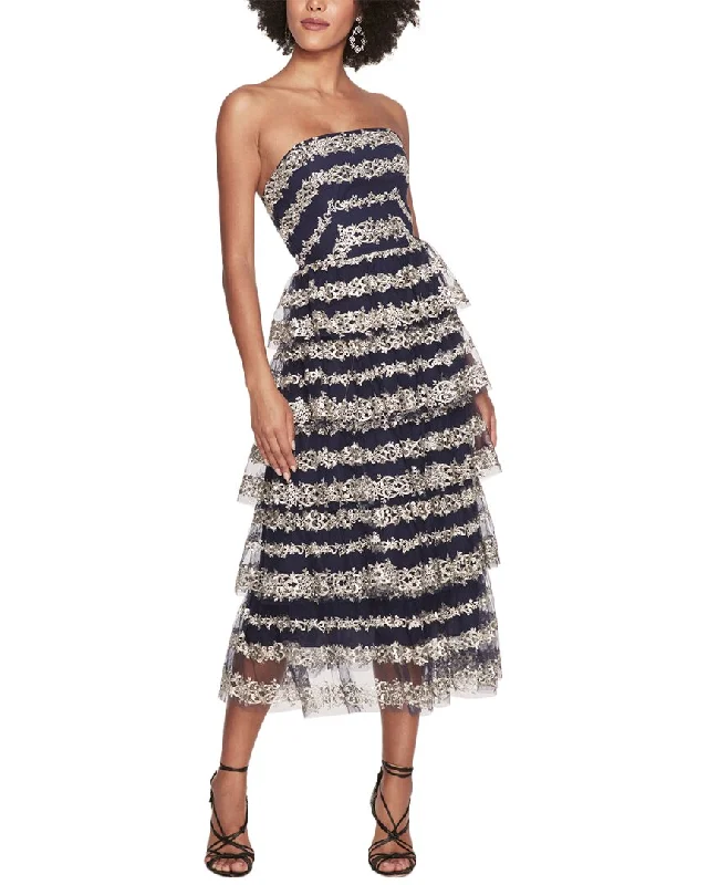 women's empire-line dressesMarchesa Notte Tiered Midi Dress