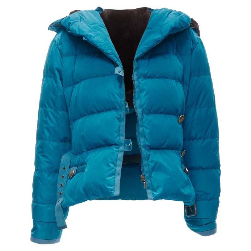 women's coats for skiingLouis Vuitton Real Goose Down Fur Lined Hood Belted Puffer Jacket