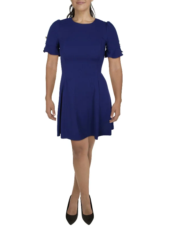 women's bell-sleeved dressesWomens Flounce Midi Fit & Flare Dress