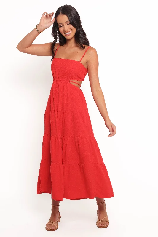 women's made-to-order dressesIndra Midi Dress - Red