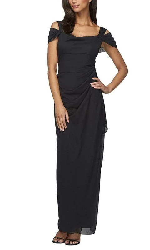 women's limited-edition dressesAlex Evenings - 232156 Cold Shoulder Drape bodice Chiffon Dress