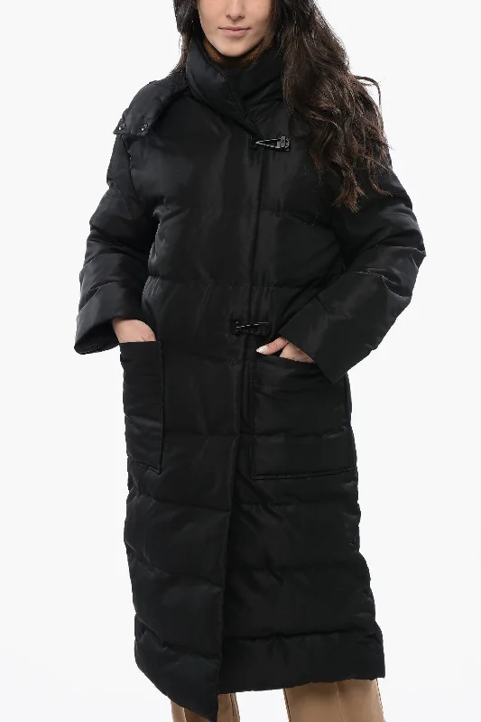 classic women's coatsAllsaints Quilted Allana Maxi Jacket With Removable Hood