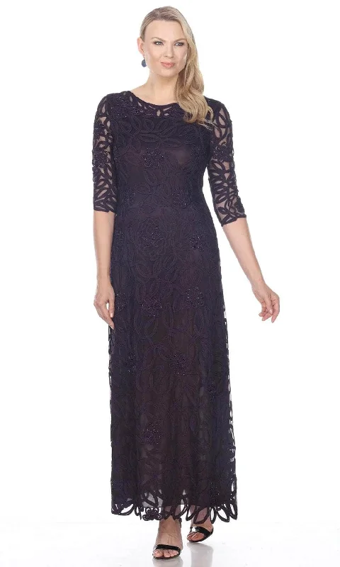 women's flowy dressesSoulmates 1616 - Soutache Embroidered Lace Evening Gown Dress