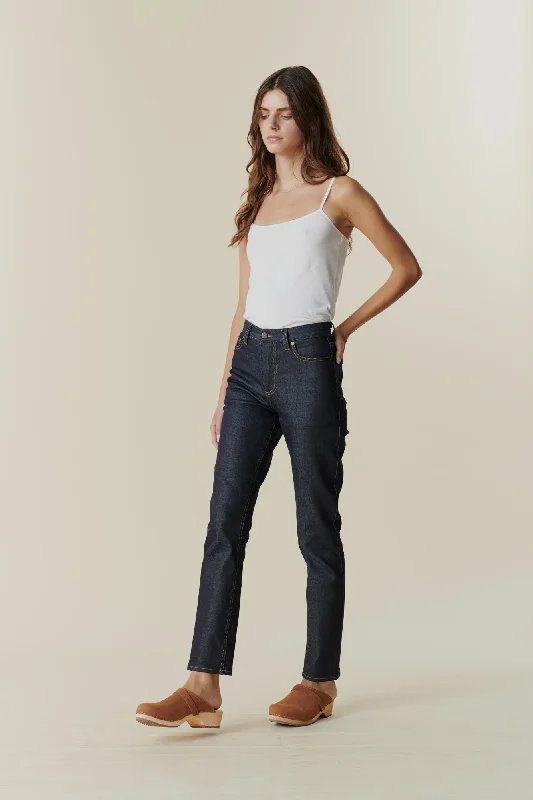 women's ankle-length denim jeansWomen's Straight Leg High Rise Jeans - Indigo