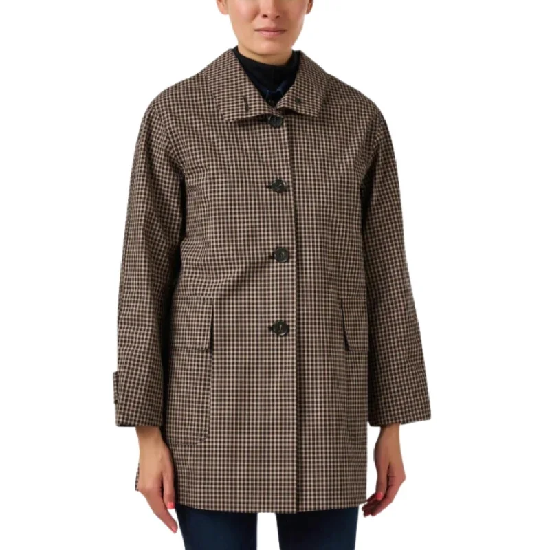 women's coats for travelCheck Please Jacket With Pockets In Black/tan