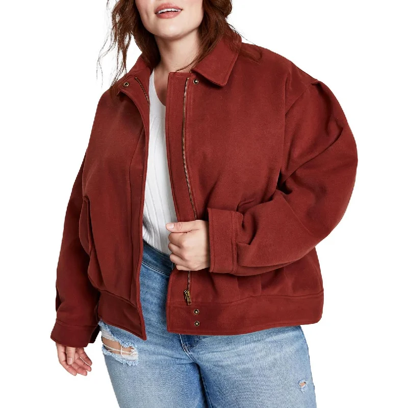 women's coats for rainy weatherPlus Womens Solid Outerwear Bomber Jacket