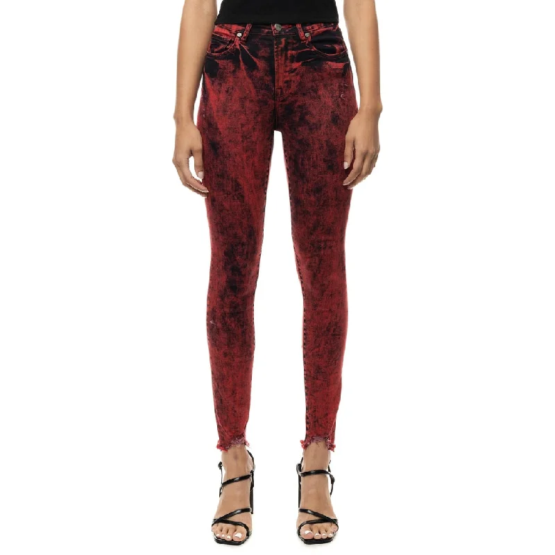 women's denim jeans for a glamorous eveningHigh Rise Super Skinny Over Dyed Jeans - Retro Red