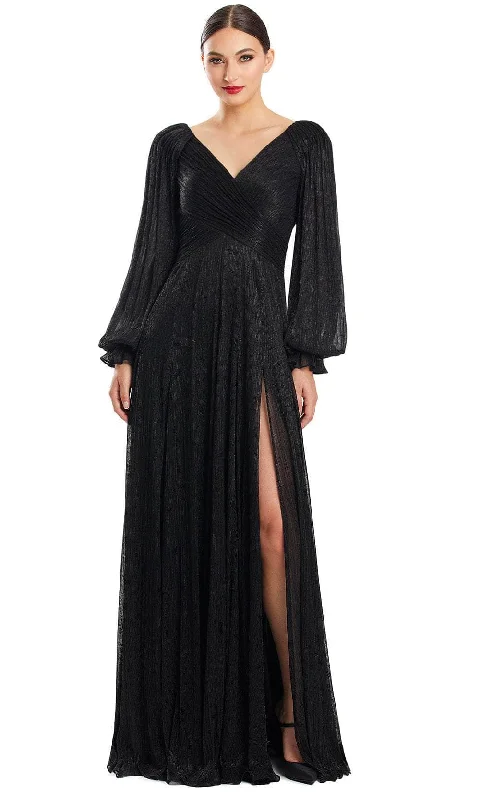 women's one-shoulder dressesAlexander by Daymor 1877F23 - Long Sleeve Ruched Evening Gown