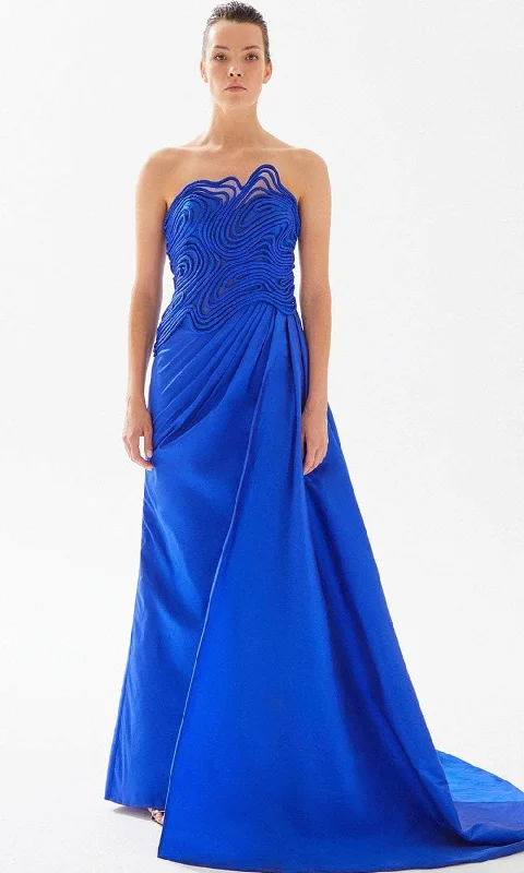 women's mini dressesTarik Ediz 98227 - Strapless Soutache Evening Gown