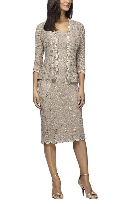 women's mini dressesAlex Evenings - 212264 Two-Piece Scallop Lace Jacket Dress