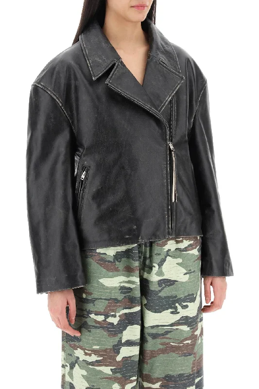 women's coats for those who prefer classic over trendyAcne Studios "vintage Leather Jacket With Distressed Effect