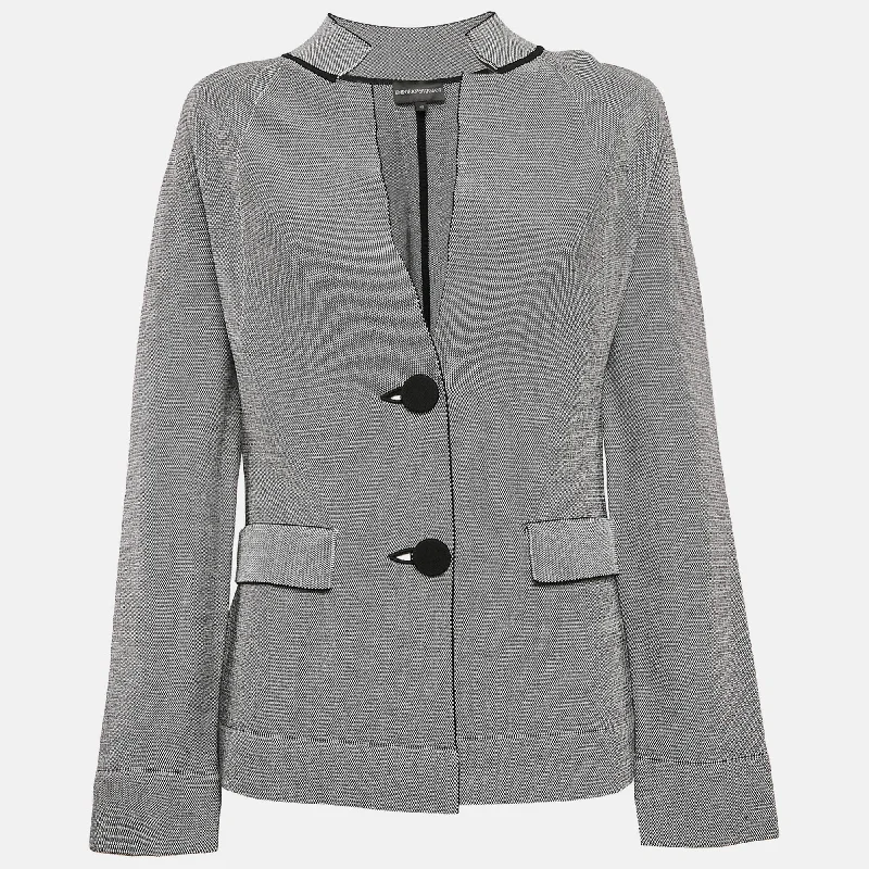 women's coats for vintage fashion enthusiastsArmani Black/white Knit Button Front Jacket M