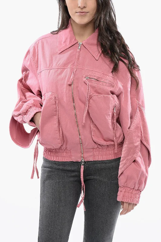 women's down coatsBlumarine Cotton Utility Jacket With Bishop Sleeves