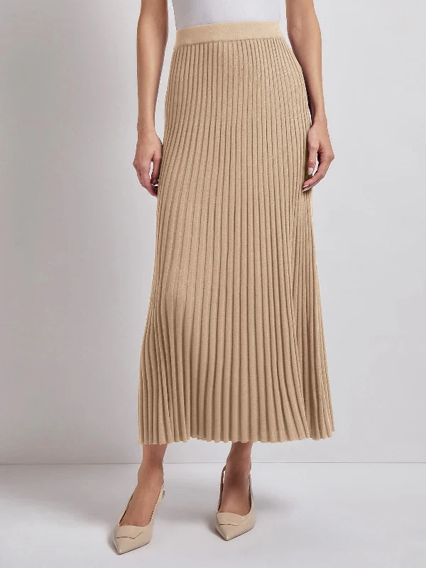 women's linen skirtsMidi A-Line Soft Ribbed Knit Skirt