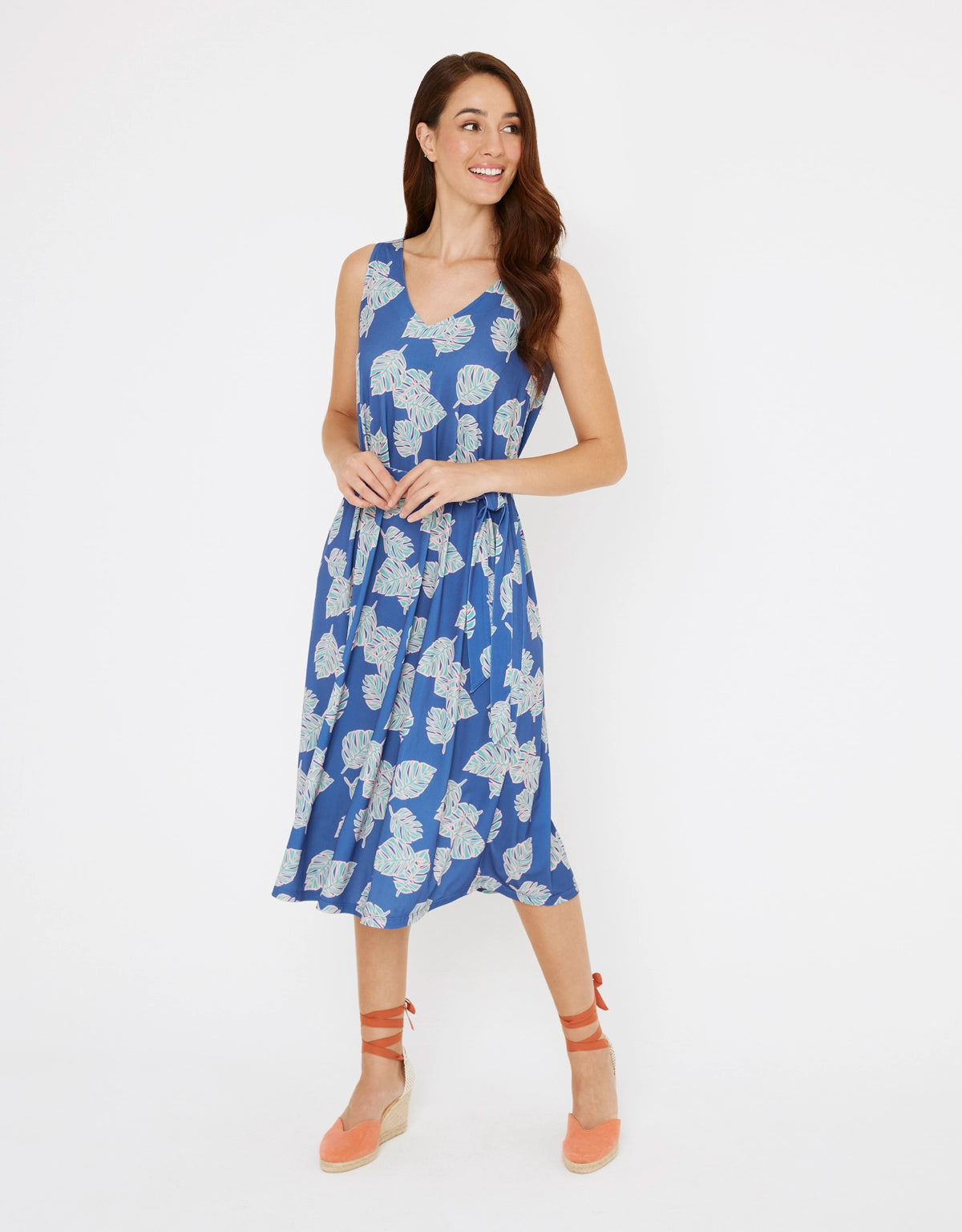 women's vintage dressesVestido Midi Estampado Azul - Lontana