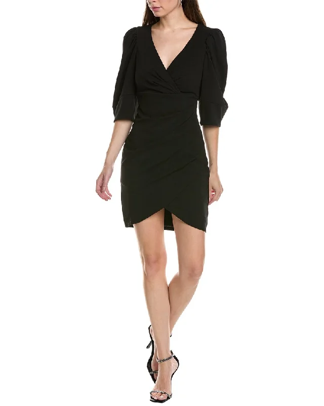 women's easy-to-wear dressesKrisa Wrap Puff Sleeve Mini Dress