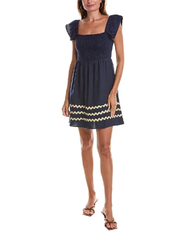 women's fair-trade dressesSail to Sable Smocked Linen-Blend Mini Dress