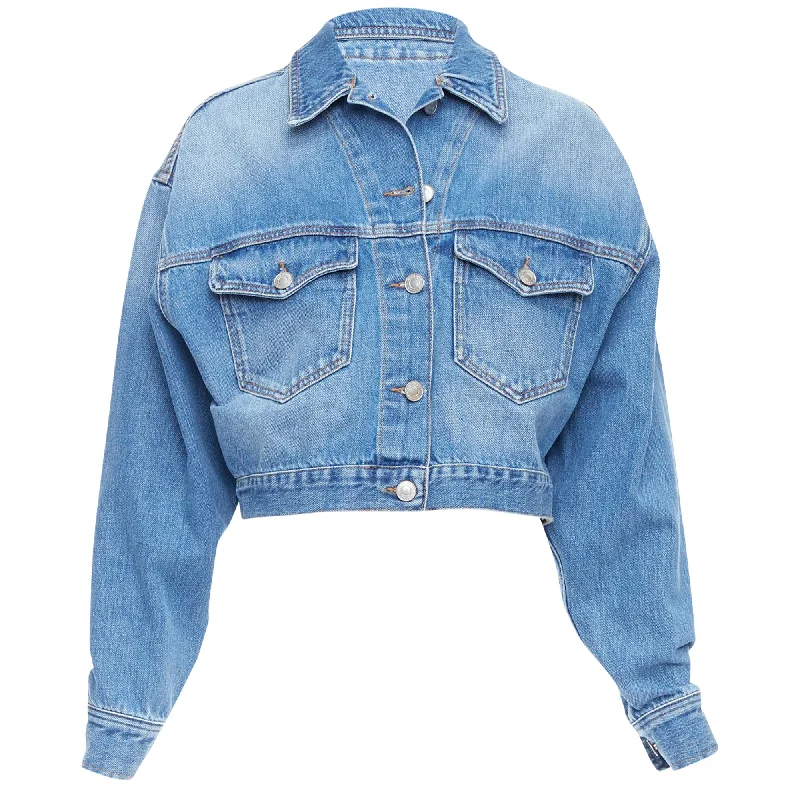 women's coats for ice skatingIsabel Marant etoile tadia denim boxy cropped jacket