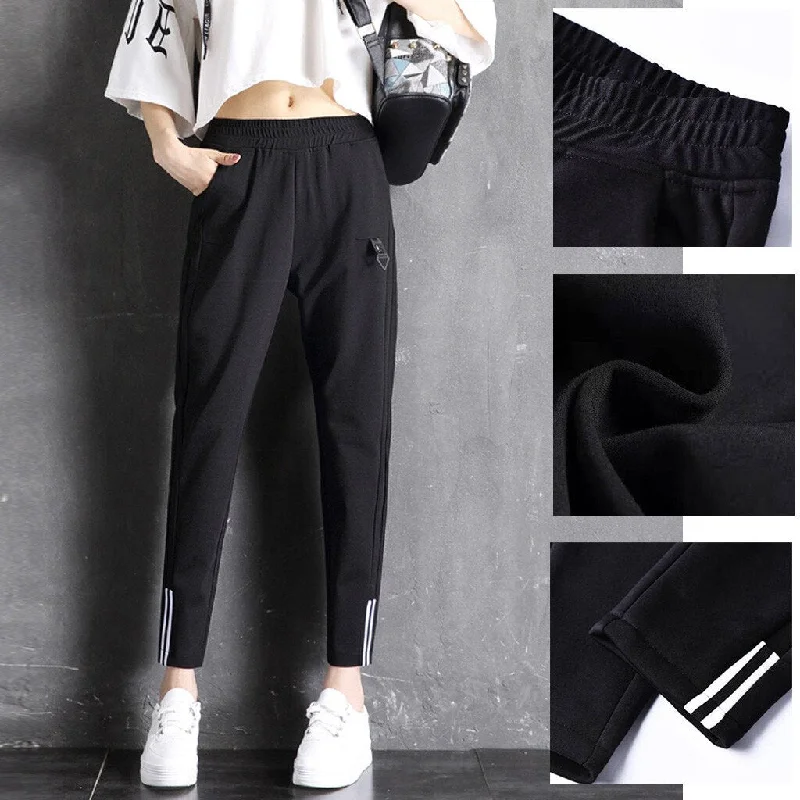 women's denim jeans for a casual Friday2020 simple Lady Mid Waist Casual Pants for women ladies Sports Skinny Stripe Splice Trousers Thin Pants pocket Striped Pants