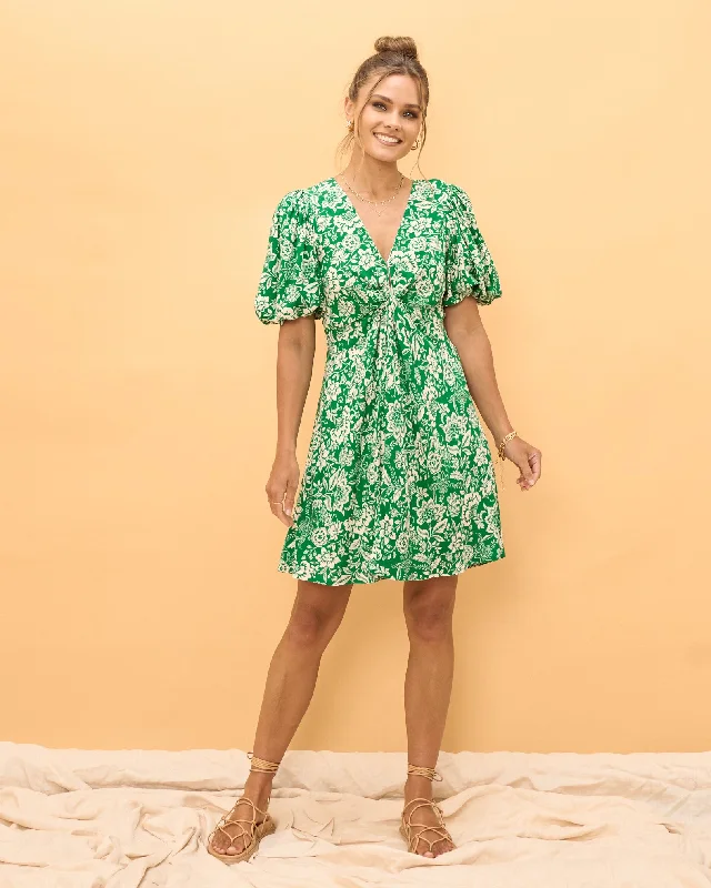 women's club dressesMiah Green Floral Twist Front Mini Dress