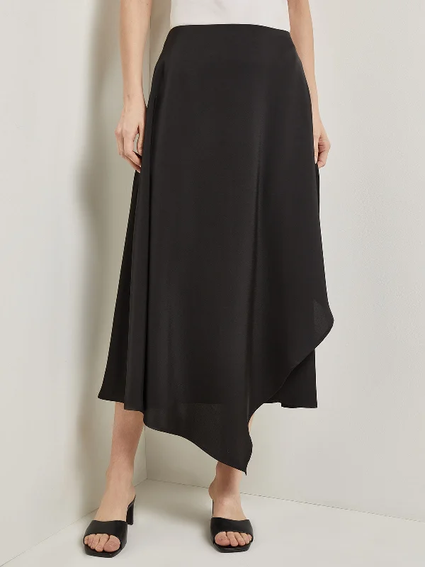 women's zip-front midi skirts for eventsAsymmetrical Charmeuse Maxi Skirt