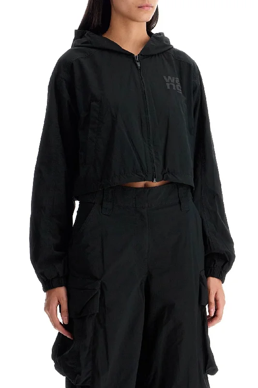 women's coats for tall womenAlexander Wang Cropped Hooded Jacket With