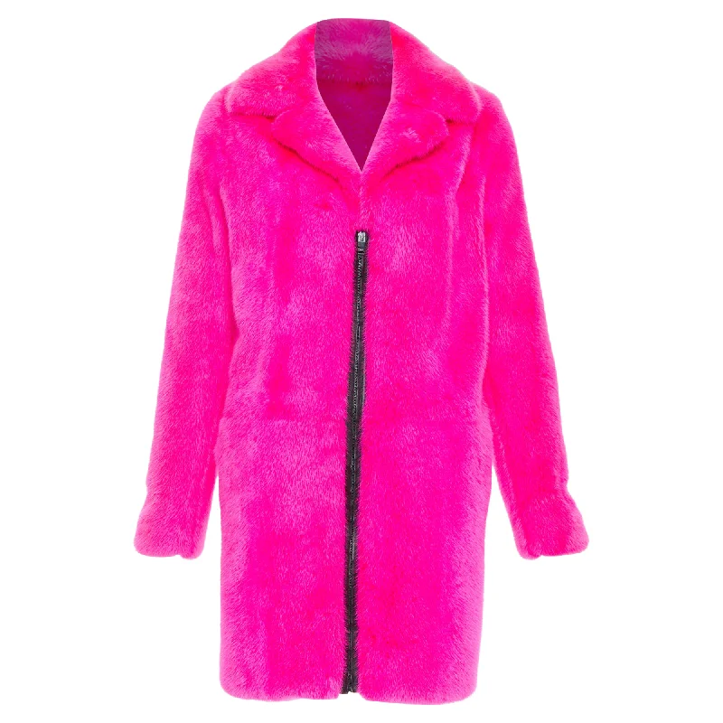 women's coats for maternity wearSaint Laurent mink fur leather zip long coat