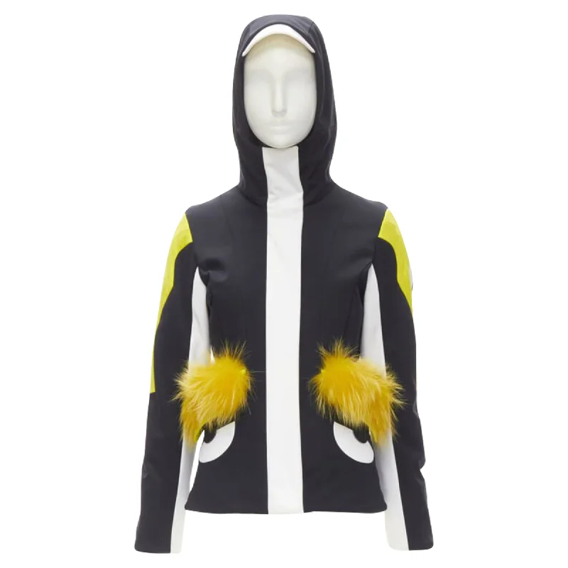 women's coats for those who prefer classic over trendyFendi Monster Bug Eye fur trim ski jacket