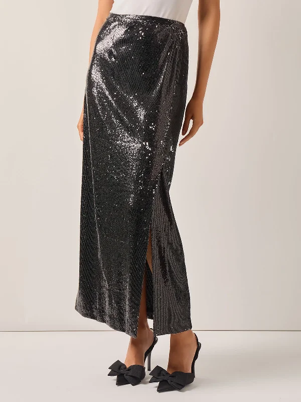 women's summer midi skirtsSequin Novelty Woven Straight Maxi Skirt