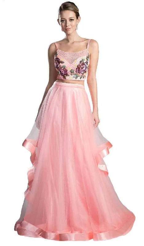 women's cotton dressesCinderella Divine - Two Piece Embroidered Tulle Evening Dress 11793