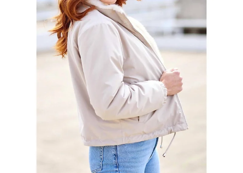 women's coats with hoodsInsta Reversible Zip Jacket In Ivory