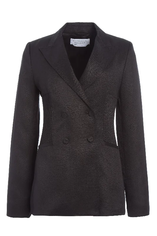 Brett Blazer in Black Textured Linen