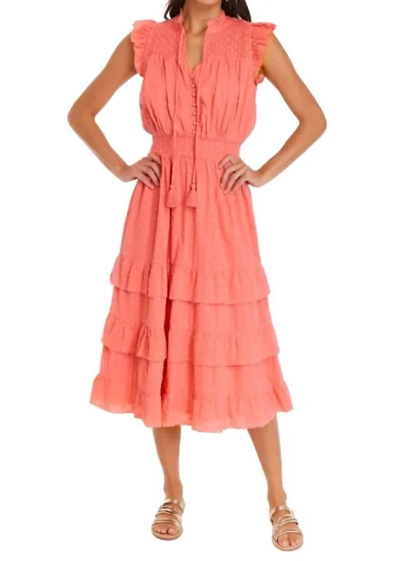 women's high-end dressesMisha Midi Dress In Coral