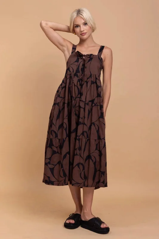 women's denim dressesKiss Me Again Black Chocolate Floral Midi Dress