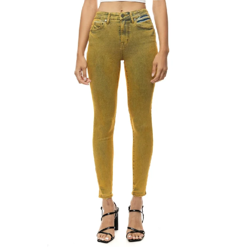 women's denim jeans for travelHigh Rise Super Skinny Over Spray Jeans - Yellow