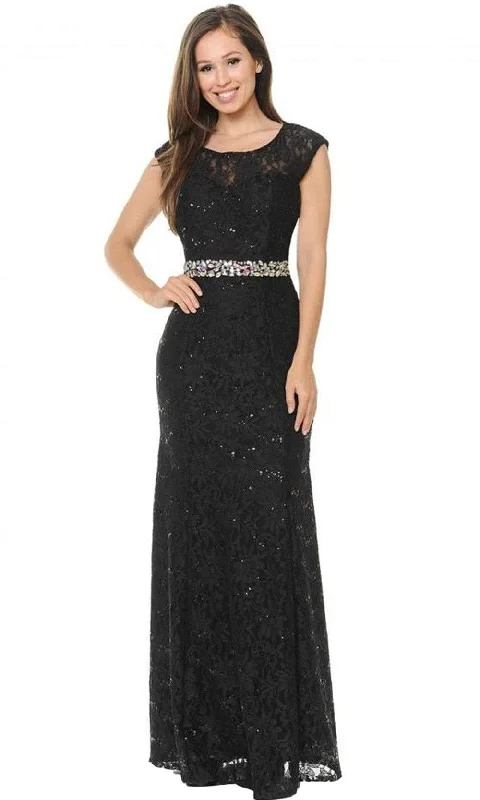 women's flowy dressesLenovia - 5131 Floral Lace Cap Sleeves Evening Dress