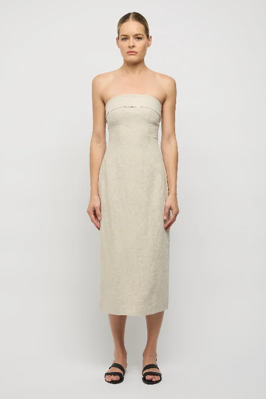 women's glam dressesJill Linen Midi Dress