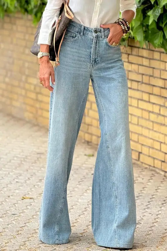 women's mom jeans denimDusk Blue Jeans - Acid Wash Extra Wide Leg High Waist