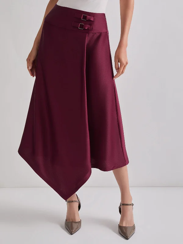 women's velvet wrap skirts for elegant eveningsAsymmetrical Crepe de Chine Maxi Skirt